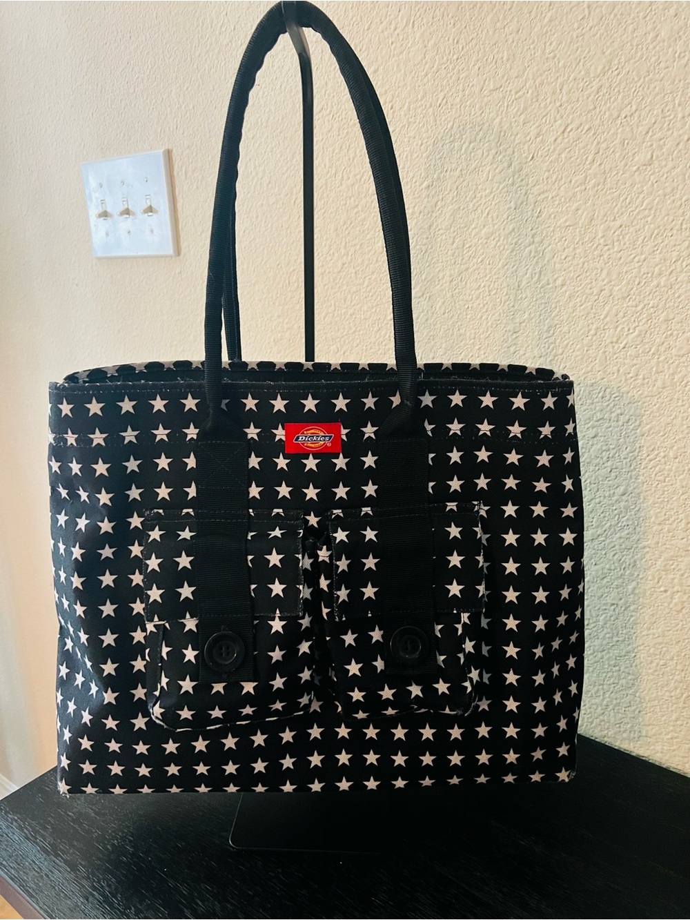 Dickies Black Tote with White Star Pattern